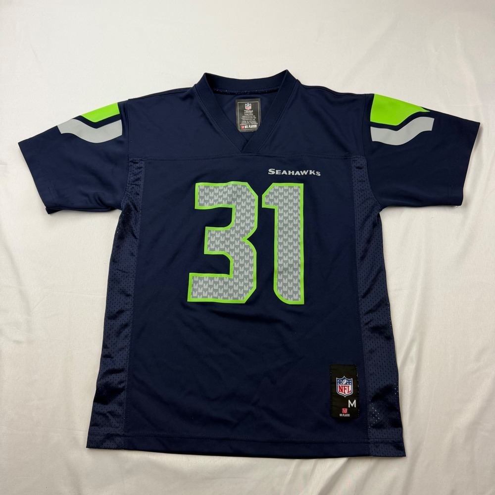 NFL Team Apparel Jersey Kids Medium 10/12 Blue Kam Chancellor Seahawks 31